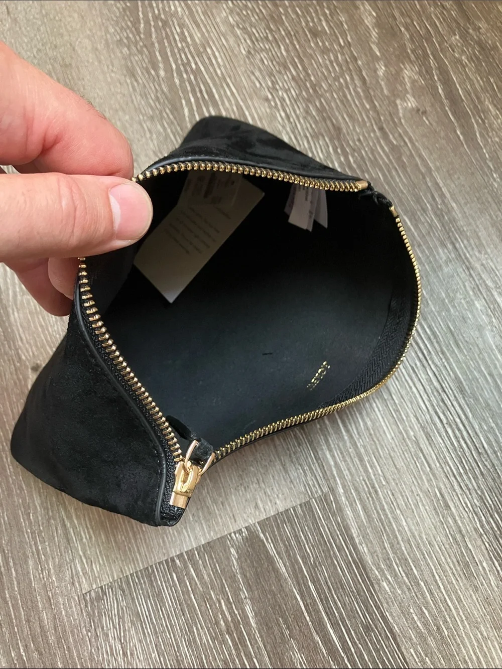 J.Crew Berkeley zipper pouch in leather and suede